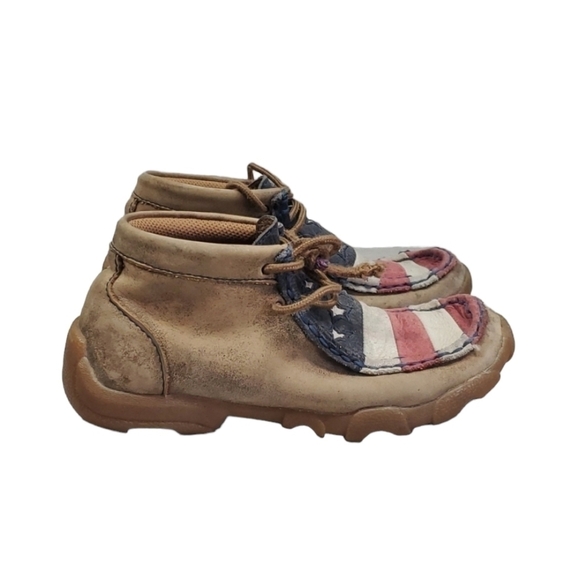 Twisted X Kids Boys Moc Hi Top American Flag Driving Shoes sz 12 - Picture 1 of 12